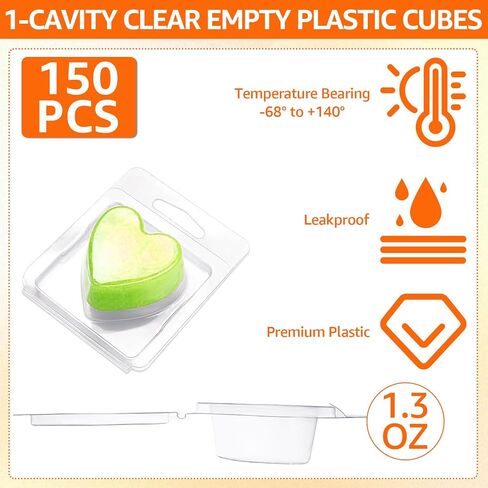 JMIATRY 150 Packs Single Wax Melts Containers 1.3oz Single Clamshells for Wax Melts Square Plastic Wax Melt Molds Clear Single Wax Melt Clamshells, Empty Candle Melt Molds in Saudi Arabia