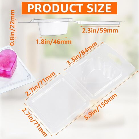 JMIATRY 150 Packs Single Wax Melts Containers 1.3oz Single Clamshells for Wax Melts Square Plastic Wax Melt Molds Clear Single Wax Melt Clamshells, Empty Candle Melt Molds in Saudi Arabia