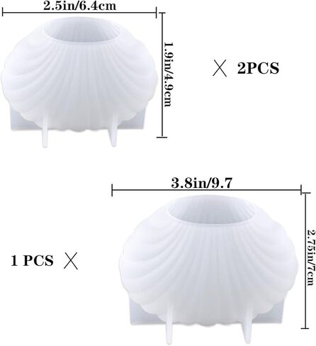 3 عبوات من قوالب صنع الشموع على شكل صدف، قوالب سيليكون على شكل صدفة لصنع صابون الشموع وديكور الزفاف على الشاطئ in Kuwait