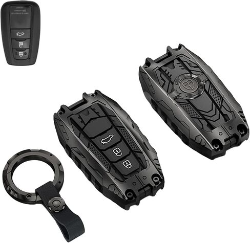 Heavy Metal Key Fob Cover Case Protector for Toyota, Keychain, Accessories for Toyota 2020-2024 Highlander 2018-2024 RAV4 Camry C-HR Corolla Avalon Prius GT86 (Type-B Black) in Saudi Arabia