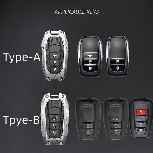 Heavy Metal Key Fob Cover Case Protector for Toyota, Keychain, Accessories for Toyota 2020-2024 Highlander 2018-2024 RAV4 Camry C-HR Corolla Avalon Prius GT86 (Type-B Black) in Saudi Arabia