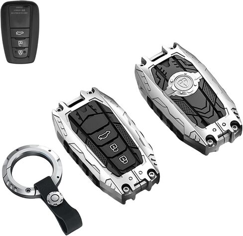 Heavy Metal Key Fob Cover Case Protector for Toyota, Keychain, Accessories for Toyota 2020-2024 Highlander 2018-2024 RAV4 Camry C-HR Corolla Avalon Prius GT86 (Type-B Black) in Saudi Arabia