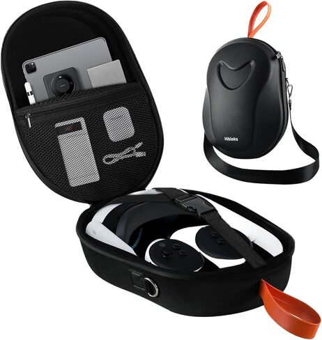 حقيبة حمل RCstyle Hibloks لجهاز Quest 3 مع منفذ شحن مغناطيسي 40 وات، حقيبة سفر صلبة بتصميم مدمج، سماعة رأس VR الكل في واحد وحقيبة ظهر بحزام كتف ممتد لوحدة التحكم in Kuwait