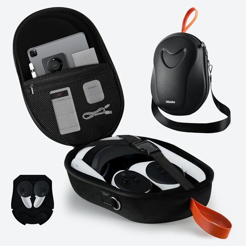 حقيبة حمل RCstyle Hibloks لجهاز Quest 3 مع منفذ شحن مغناطيسي 40 وات، حقيبة سفر صلبة بتصميم مدمج، سماعة رأس VR الكل في واحد وحقيبة ظهر بحزام كتف ممتد لوحدة التحكم in Kuwait