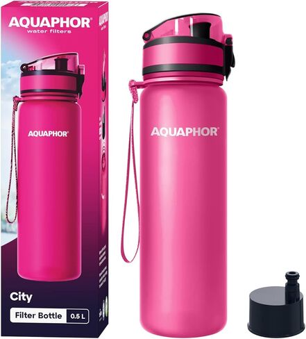 AQUAPHOR City Bottle 500ml Grey | Travel Water Bottle with Activated Carbon Filter | Filters Chlorine & Impurities | Made of Tritan & BPA-Free | Stay Hydrated On the Go! in Saudi Arabia
