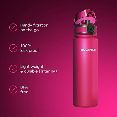 AQUAPHOR City Bottle 500ml Grey | Travel Water Bottle with Activated Carbon Filter | Filters Chlorine & Impurities | Made of Tritan & BPA-Free | Stay Hydrated On the Go! in Saudi Arabia