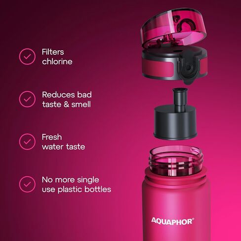 AQUAPHOR City Bottle 500ml Grey | Travel Water Bottle with Activated Carbon Filter | Filters Chlorine & Impurities | Made of Tritan & BPA-Free | Stay Hydrated On the Go! in Saudi Arabia