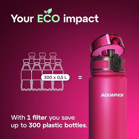 AQUAPHOR City Bottle 500ml Grey | Travel Water Bottle with Activated Carbon Filter | Filters Chlorine & Impurities | Made of Tritan & BPA-Free | Stay Hydrated On the Go! in Saudi Arabia