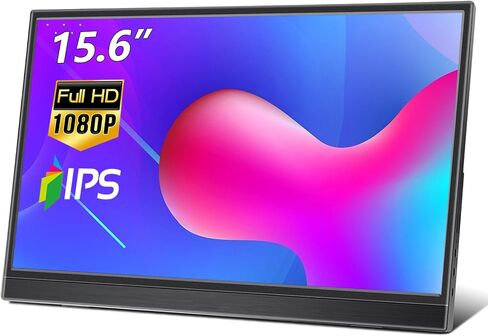 شاشة Jhcztrk المحمولة مقاس 15.6 بوصة IPS 1080P شاشة ألعاب رفيعة للغاية UHD 100% sRGB HDR مدمجة ومكبرات صوت مزدوجة HDMI USB-C شاشة ثانية للسفر لأجهزة الكمبيوتر المحمول/التبديل/الكمبيوتر الشخصي/Xbox/ps4/ps5 in Kuwait