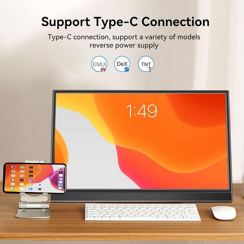 شاشة Jhcztrk المحمولة مقاس 15.6 بوصة IPS 1080P شاشة ألعاب رفيعة للغاية UHD 100% sRGB HDR مدمجة ومكبرات صوت مزدوجة HDMI USB-C شاشة ثانية للسفر لأجهزة الكمبيوتر المحمول/التبديل/الكمبيوتر الشخصي/Xbox/ps4/ps5 in Kuwait