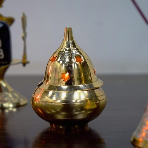 Dalvkot نحاس على شكل تفاحة Akhand Diya لبوجا ومعبد المنزل وديوالي - مصباح وقود، موديل 1، زيت نباتي، 115 جرام، 5x5x7 سم in Saudi Arabia