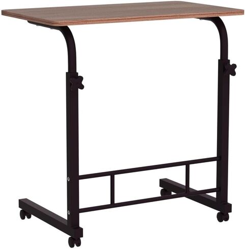 C Shaped Side Table, 31.5 inch Laptop Stand Notebook Computer Stand, Height Adjustable Desk for Working, Rolling Desk Bedside Table Overbed Table, Ancient Pine Color in Saudi Arabia