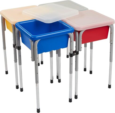 ECR4Kids 4-Station Sand and Water Adjustable Play Table, Sensory Bins, Primary in Saudi Arabia