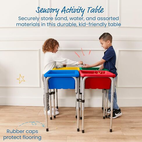 ECR4Kids 4-Station Sand and Water Adjustable Play Table, Sensory Bins, Primary in Saudi Arabia