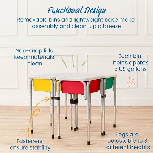 ECR4Kids 4-Station Sand and Water Adjustable Play Table, Sensory Bins, Primary in Saudi Arabia