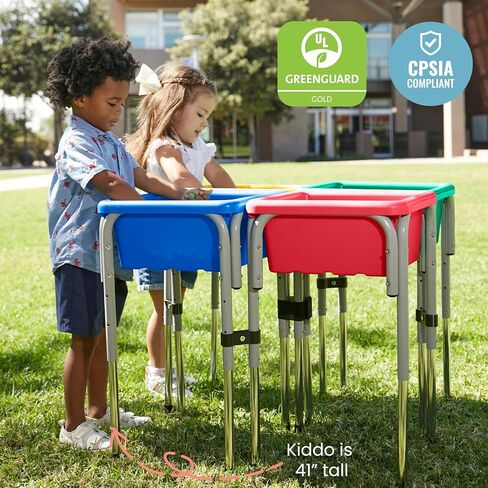 ECR4Kids 4-Station Sand and Water Adjustable Play Table, Sensory Bins, Primary in Saudi Arabia