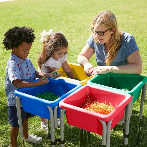 ECR4Kids 4-Station Sand and Water Adjustable Play Table, Sensory Bins, Primary in Saudi Arabia