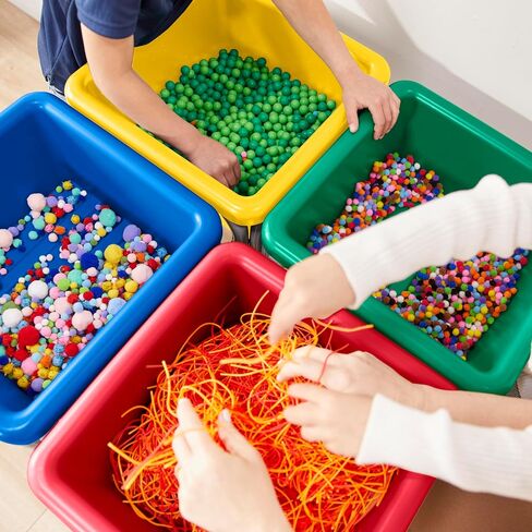 ECR4Kids 4-Station Sand and Water Adjustable Play Table, Sensory Bins, Primary in Saudi Arabia