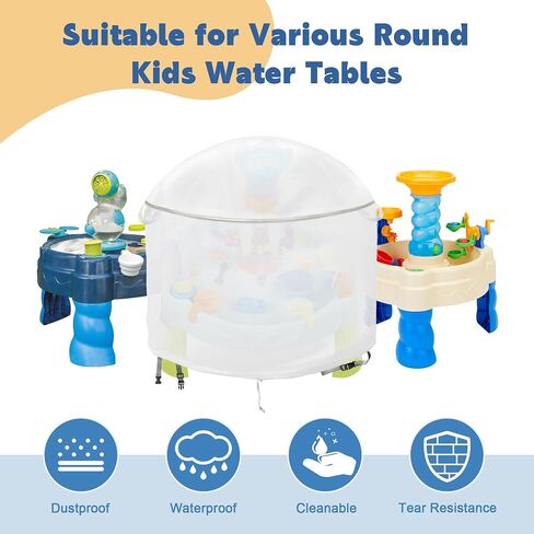 IndigoTempest9 Kids Water Table Cover, Spiralin' Seas Waterpark Play Table Cover Sand Water Table Cover Outdoor Toys Cover 34" D x 18" H- (Cover only) Frosted PVC in Saudi Arabia