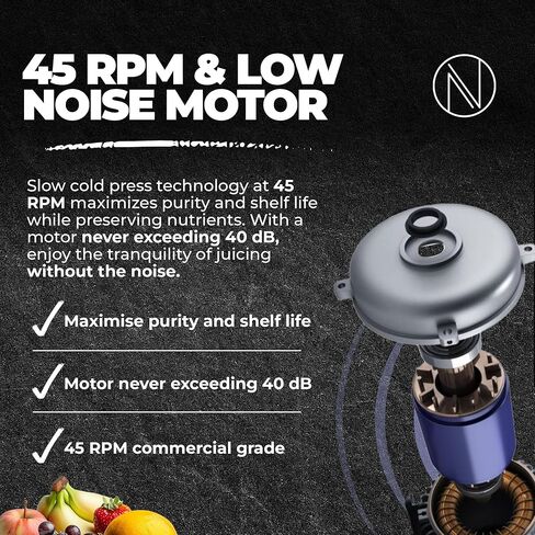 آلات عصارة المضغ البطيئة من نيبولا غراندي، عصارة ضغط بارد قوية مع مجرى تغذية كبير، عصارات مضغ كهربائية للخضروات والفواكه، سهلة التنظيف، ضمان لمدة 5 سنوات (أحمر غامق) in Kuwait