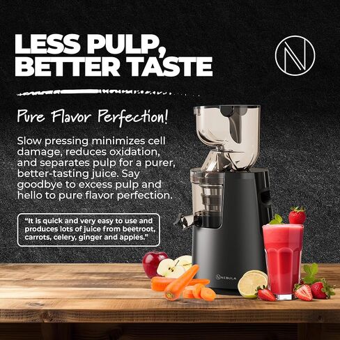 آلات عصارة المضغ البطيئة من نيبولا غراندي، عصارة ضغط بارد قوية مع مجرى تغذية كبير، عصارات مضغ كهربائية للخضروات والفواكه، سهلة التنظيف، ضمان لمدة 5 سنوات (أحمر غامق) in Kuwait