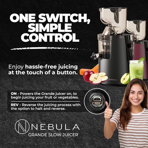 آلات عصارة المضغ البطيئة من نيبولا غراندي، عصارة ضغط بارد قوية مع مجرى تغذية كبير، عصارات مضغ كهربائية للخضروات والفواكه، سهلة التنظيف، ضمان لمدة 5 سنوات (أحمر غامق) in Kuwait