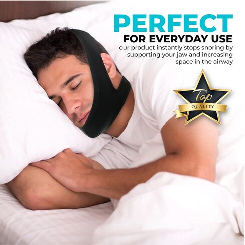Chin Strap-Chin Strap for Snoring - Snoring Chin Strap-Bamboo Jaw Bra- 8" Adjustable Strap-Anti Snoring Chin Strap for Men & Women - Washable & Odorless- Cushion Padding Snoring Aid - 18" x 5" in Saudi Arabia