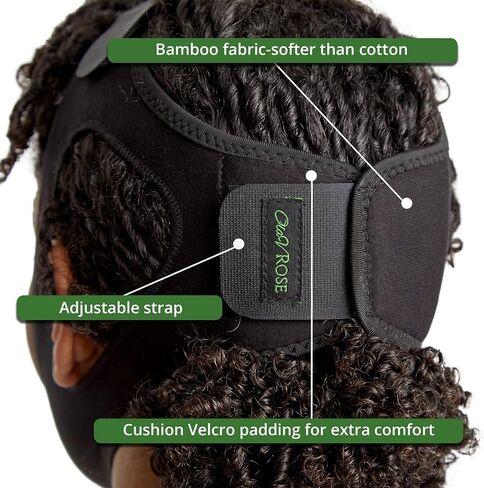Chin Strap-Chin Strap for Snoring - Snoring Chin Strap-Bamboo Jaw Bra- 8" Adjustable Strap-Anti Snoring Chin Strap for Men & Women - Washable & Odorless- Cushion Padding Snoring Aid - 18" x 5" in Saudi Arabia