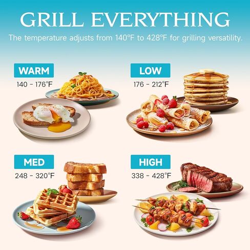 Ventray Electric Skillet Compact Tabletop BBQ Grill with Removable Stir Frying Griddle Pan and Lid, Electric Indoor Grill with Non-Stick Cooking Surface Adjustable Temperature - Blue in Kuwait