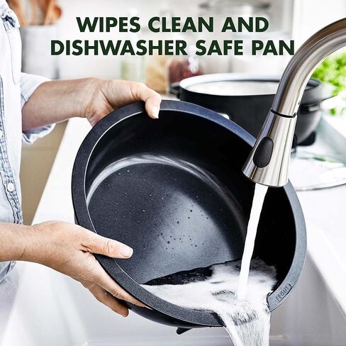 وعاء مقلاة GreenPan Elite Essential Smart Electric 6QT، إعدادات مسبقة للقلي السريع وطهي الأرز، قطع سيراميك صحية غير لاصقة وآمنة للاستخدام في غسالة الأطباق، شاشة LED سهلة الاستخدام، أزرق أكسفورد in Kuwait