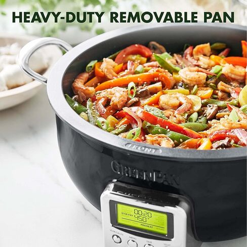 وعاء مقلاة GreenPan Elite Essential Smart Electric 6QT، إعدادات مسبقة للقلي السريع وطهي الأرز، قطع سيراميك صحية غير لاصقة وآمنة للاستخدام في غسالة الأطباق، شاشة LED سهلة الاستخدام، أزرق أكسفورد in Kuwait