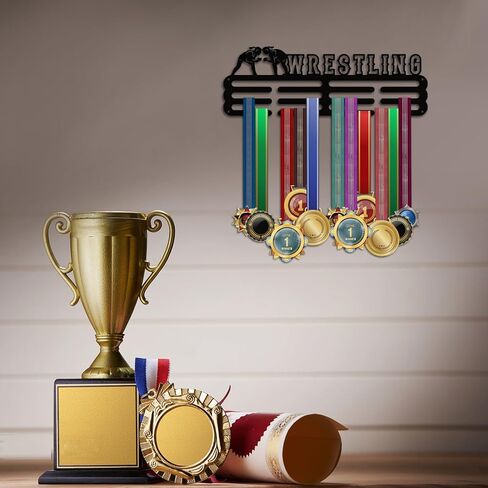 حامل ميدالية المصارعة PH PandaHall، حامل ميدالية رياضية، رف عرض على الحائط، شماعة ديكور، رف الكأس، حامل جوائز متدرج، حامل شريط جوائز لأكثر من 50 ميدالية، سهل التركيب 15.75 بوصة in Saudi Arabia