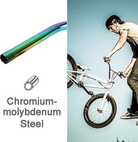 مقود دراجة KLT BMX 22.2 مم، 4130 مقود من الفولاذ عالي الكربون عالي القوة، عرض 720 مم ارتفاع 225 مم، لون مطلي بالكهرباء in Kuwait