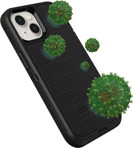 حافظة OtterBox Defender Series بدون شاشة لهاتف iPhone 13 (فقط) - يتضمن مشبك الحافظة - حماية دفاعية ميكروبية - عبوة غير مخصصة للبيع بالتجزئة - أسود in Kuwait