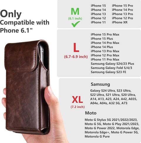 INGIDO Holster for iPhone iPhone 15, 15 Pro, 14, 14 Pro, 13, 13 Pro, 12, 12 Pro, 11, 11 Pro, XR, Galaxy S24, S23, S22, Premium Leather Pouch with Belt Clip Phone Holster Belt Case, Coffee -M in Saudi Arabia
