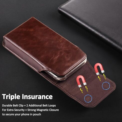 INGIDO Holster for iPhone iPhone 15, 15 Pro, 14, 14 Pro, 13, 13 Pro, 12, 12 Pro, 11, 11 Pro, XR, Galaxy S24, S23, S22, Premium Leather Pouch with Belt Clip Phone Holster Belt Case, Coffee -M in Saudi Arabia