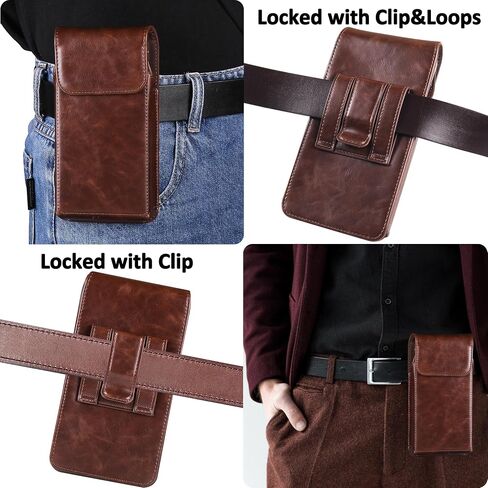 INGIDO Holster for iPhone iPhone 15, 15 Pro, 14, 14 Pro, 13, 13 Pro, 12, 12 Pro, 11, 11 Pro, XR, Galaxy S24, S23, S22, Premium Leather Pouch with Belt Clip Phone Holster Belt Case, Coffee -M in Saudi Arabia