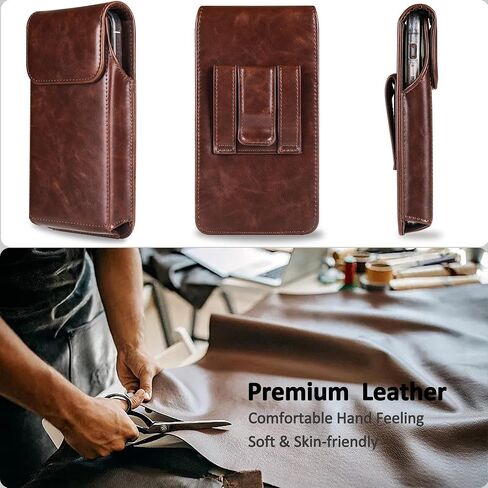 INGIDO Holster for iPhone iPhone 15, 15 Pro, 14, 14 Pro, 13, 13 Pro, 12, 12 Pro, 11, 11 Pro, XR, Galaxy S24, S23, S22, Premium Leather Pouch with Belt Clip Phone Holster Belt Case, Coffee -M in Saudi Arabia