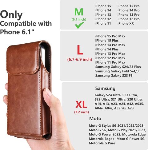 INGIDO Holster for iPhone iPhone 15, 15 Pro, 14, 14 Pro, 13, 13 Pro, 12, 12 Pro, 11, 11 Pro, XR, Galaxy S24, S23, S22, Premium Leather Pouch with Belt Clip Phone Holster Belt Case, Coffee -M in Saudi Arabia
