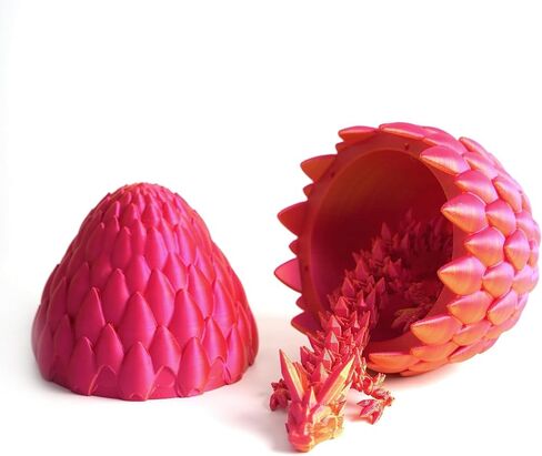 3D Printed Dragon in Egg with Wing, Full Articulated Dragon Crystal Dragon with Bunny Ears Eggs, Crystal Dragon Fidget Toys, Fidget Toys for Kids Adults Gifts (Bunny Egg) in Saudi Arabia