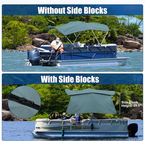 X AUTOHAUX 600D Canvas Only NO Frame 3 Bow Bimini Top Replacement Top Cover with Detachable Side Blocks Storage Boot Gray Canvas Only NO Frame in Saudi Arabia