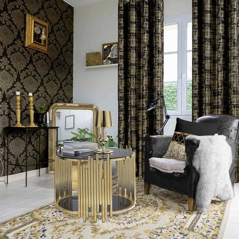 Black Curtains 96 Inches Long for Bedroom 2 Panels Set Heavy Velvet Weather Thermal Insulated Heat Sun Light Blocking Gold Glossy Lavish Sophisticated Window Covering Drapes Curtains for Living Room in Saudi Arabia