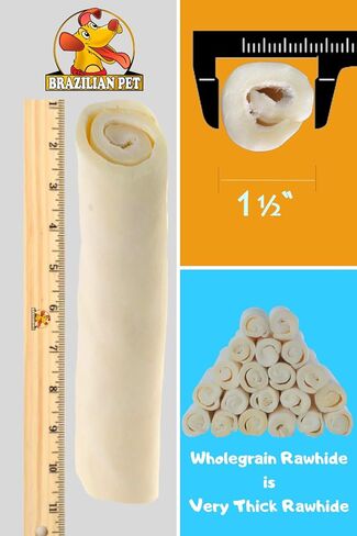 بكرات مسترد برازيلية فاخرة للحيوانات الأليفة مقاس 10-11 بوصة (18 عبوة) - ملاءة واحدة طبيعية 100% من الجلد الخام in Kuwait
