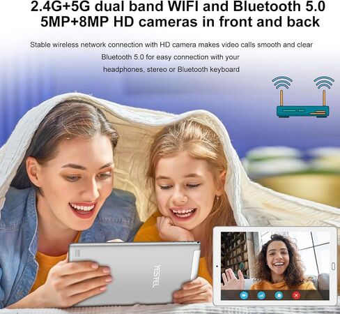YESTEL Android 13 Tablet 2024 أحدث جهاز لوحي 10.1 بوصة مع معالج ثماني النواة، ذاكرة وصول عشوائي 10 جيجابايت + ذاكرة تخزين داخلية 64 جيجابايت (قابلة للتوسيع حتى 1 تيرابايت)، 5G WiFi، بلوتوث 5.0، GPS، مع لوحة مفاتيح وماوس - فضي in Saudi Arabia