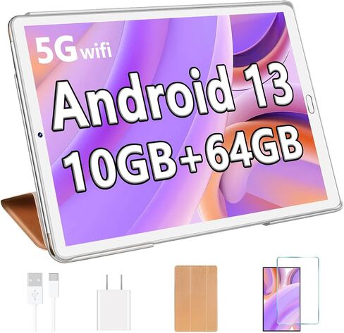 YESTEL Android 13 Tablet 2024 أحدث جهاز لوحي 10.1 بوصة مع معالج ثماني النواة، ذاكرة وصول عشوائي 10 جيجابايت + ذاكرة تخزين داخلية 64 جيجابايت (قابلة للتوسيع حتى 1 تيرابايت)، 5G WiFi، بلوتوث 5.0، GPS، مع لوحة مفاتيح وماوس - فضي in Saudi Arabia