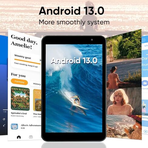 weelikeit 8 inch Tablet Android 13, Small Reading Tablet, 3GB RAM 32GB ROM(256GB Expanded) Google Tablets PC with WiFi, Bluetooth, Dual Camera, YouTube, Type-C USB, 1280x800 IPS HD Touchscreen, Black in Kuwait