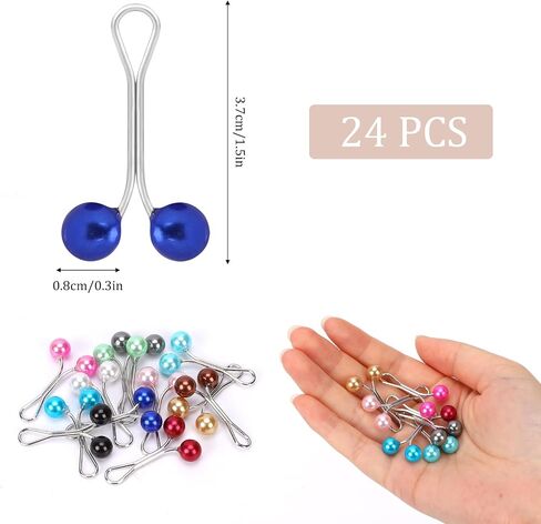 KALIONE 24 Pcs Colors Hijab Pins, Muslim Pearl Scarf Clips Clips Hooks,Rhinestone Brooch Pins Pearl Pins Multicolor Headscarf Pearl Pins,Brooch Pin Clips for Sweater for Jewelry Accessories in Saudi Arabia