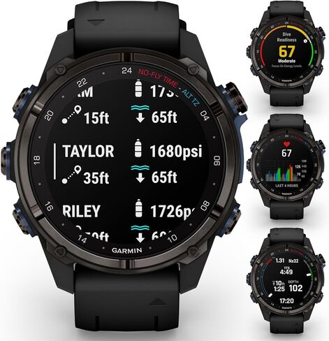 Wearable4U Garmin Descent Mk3 & Mk3i 51 مم و43 مم، كمبيوتر غوص من التيتانيوم + حزام طويل جدًا | عمر بطارية يصل إلى 25 يومًا، شاشة AMOLED، حزمة هدايا ساعة ذكية بنظام تحديد المواقع العالمي (010-02752-10) in Saudi Arabia