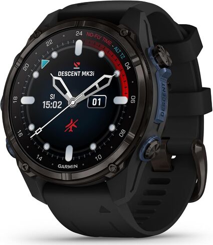 Wearable4U Garmin Descent Mk3 & Mk3i 51 مم و43 مم، كمبيوتر غوص من التيتانيوم + حزام طويل جدًا | عمر بطارية يصل إلى 25 يومًا، شاشة AMOLED، حزمة هدايا ساعة ذكية بنظام تحديد المواقع العالمي (010-02752-10) in Saudi Arabia