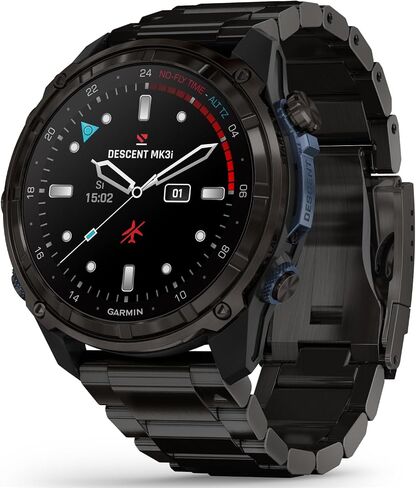 Wearable4U Garmin Descent Mk3 & Mk3i 51 مم و43 مم، كمبيوتر غوص من التيتانيوم + حزام طويل جدًا | عمر بطارية يصل إلى 25 يومًا، شاشة AMOLED، حزمة هدايا ساعة ذكية بنظام تحديد المواقع العالمي (010-02752-10) in Kuwait